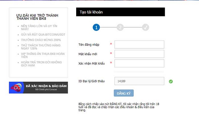 Biểu mẫu tạo tài khoản thành viên