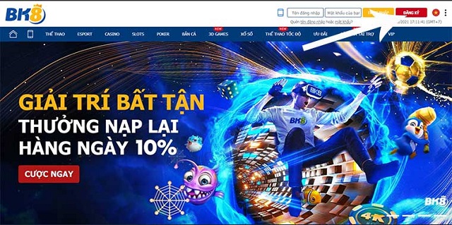 Đăng nhập trực tiếp trên giao diện website nhà cái