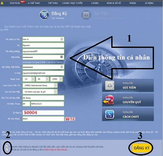 Hướng dẫn đăng ký M88 thành công 100% chỉ với 3 bước 3 Điền thông tin vào biểu mẫu dang ky M88