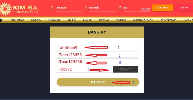 Nhà cái Kimsa - Link đăng nhập mới nhất 100% không bị chặn 4 Điền thông tin vào biểu mẫu tạo tài khoản thành viên